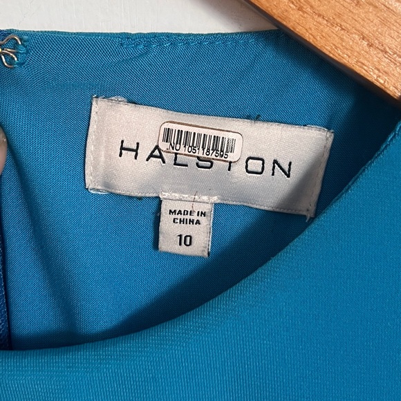 Halston - Daniela Jersey Side Twist Mini Dress - Azure Blue - Size 10 - Picture 6 of 8